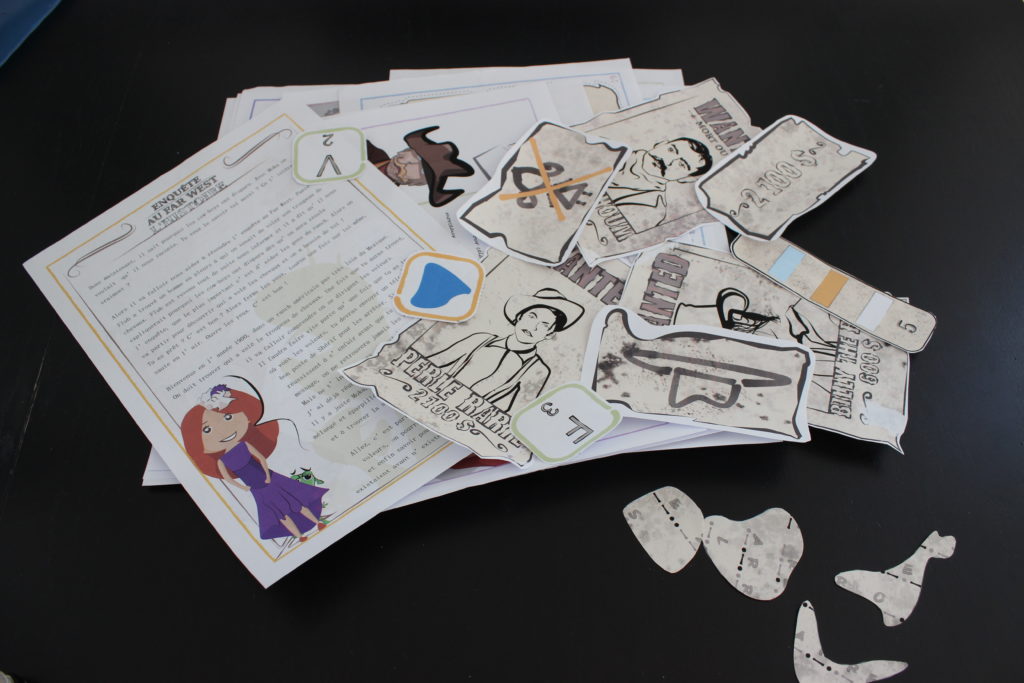 préparation des documents pour jeu de piste far west